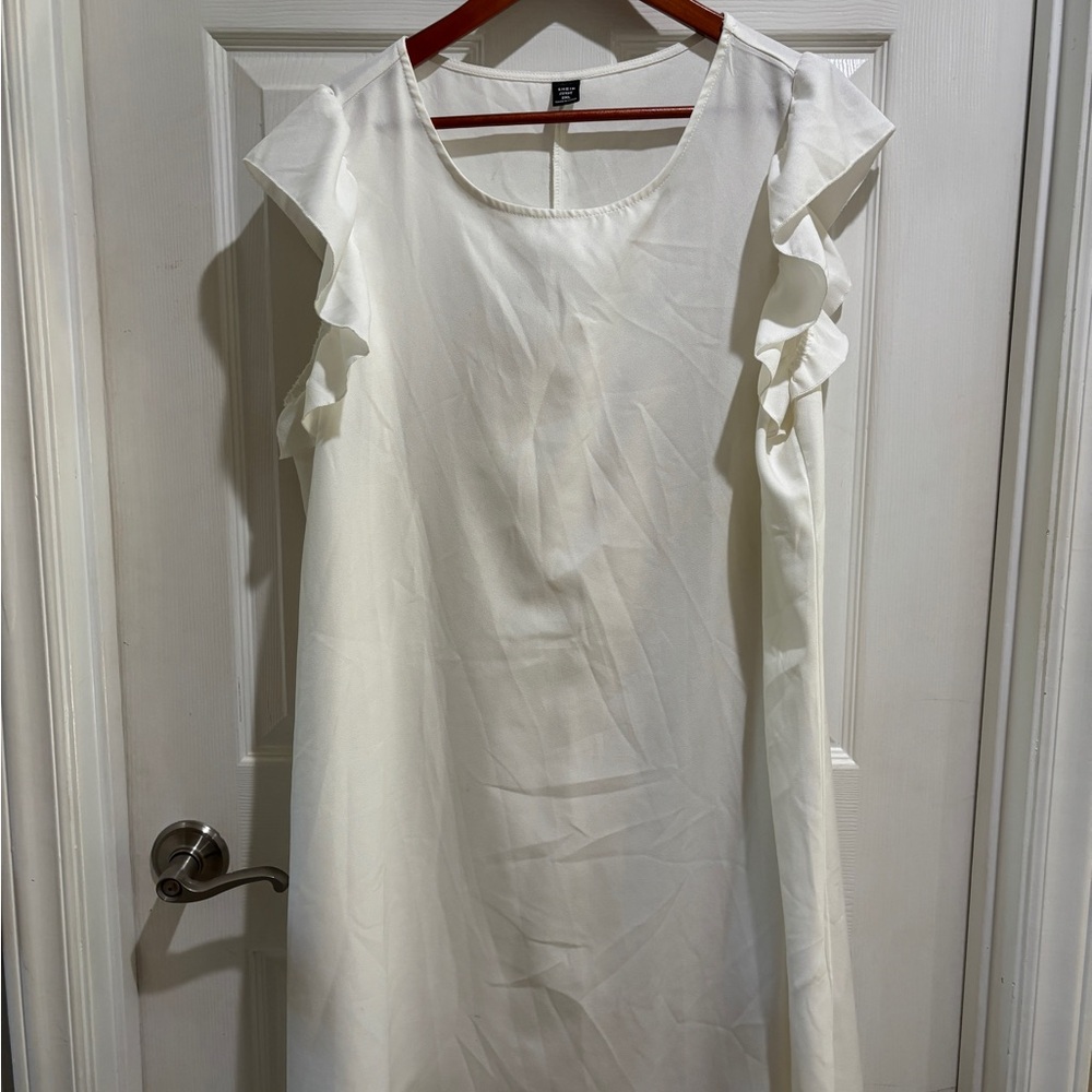 SHEIN White Ruffle Sleeve Mini Dress